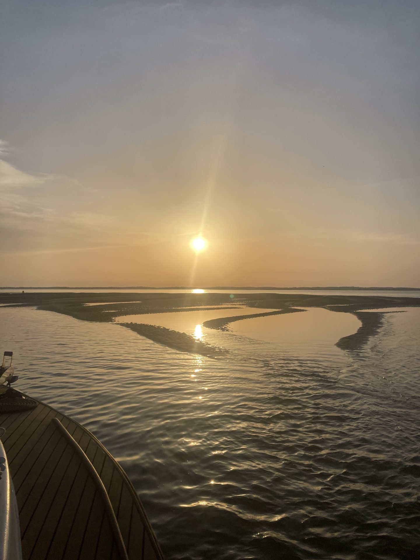 Coucher de soleil sur les bancs de sable